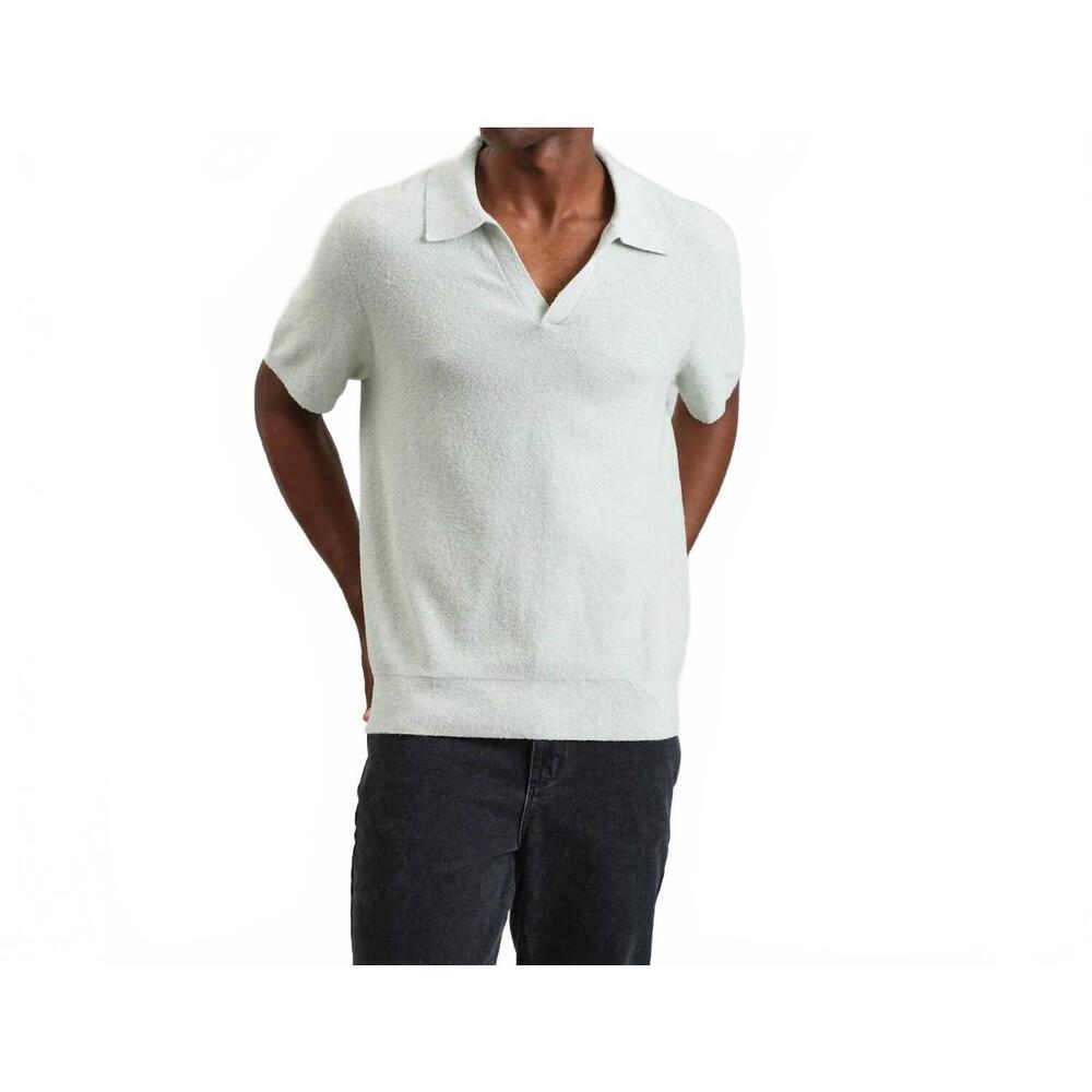 NEW WAX LONDON boucle yarn sienna short sleeve polo in pale green